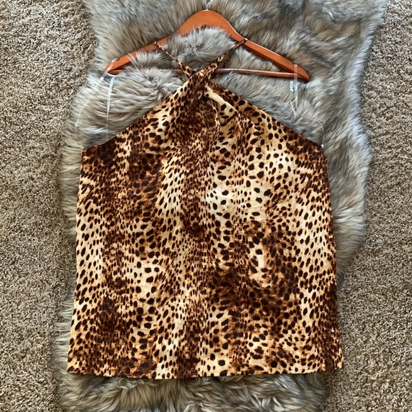 Worthington Cheetah Leopard Cross Front Tank NWT! - Picture 8 of 10